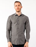 Grey Diamond Print Dress Shirt