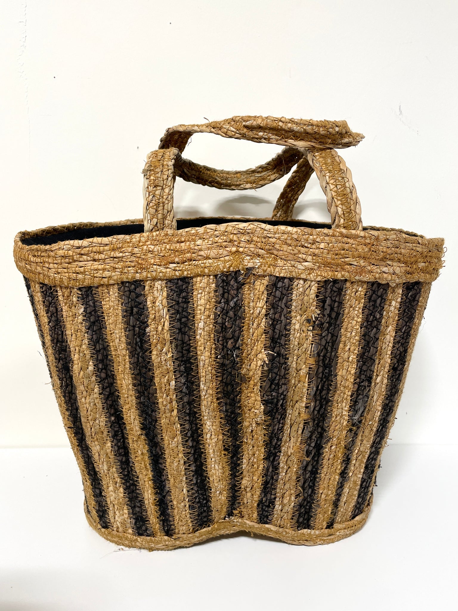 Oval Striped Bag with Lining - Hand Touch