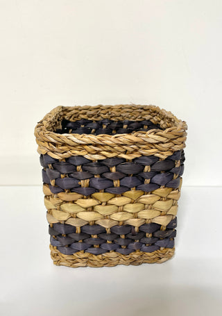 Natural & Black Hogla Stripe Square Basket - Hand Touch