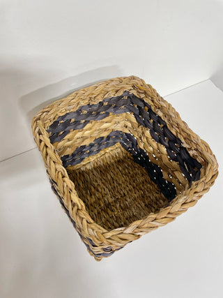 Natural & Black Hogla Stripe Square Basket - Hand Touch