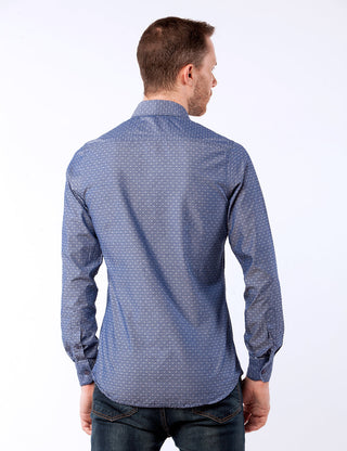 Blue Paisley Printed Dress Shirt