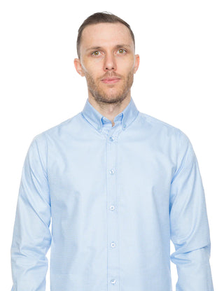 Blue Herringbone Dress Shirt