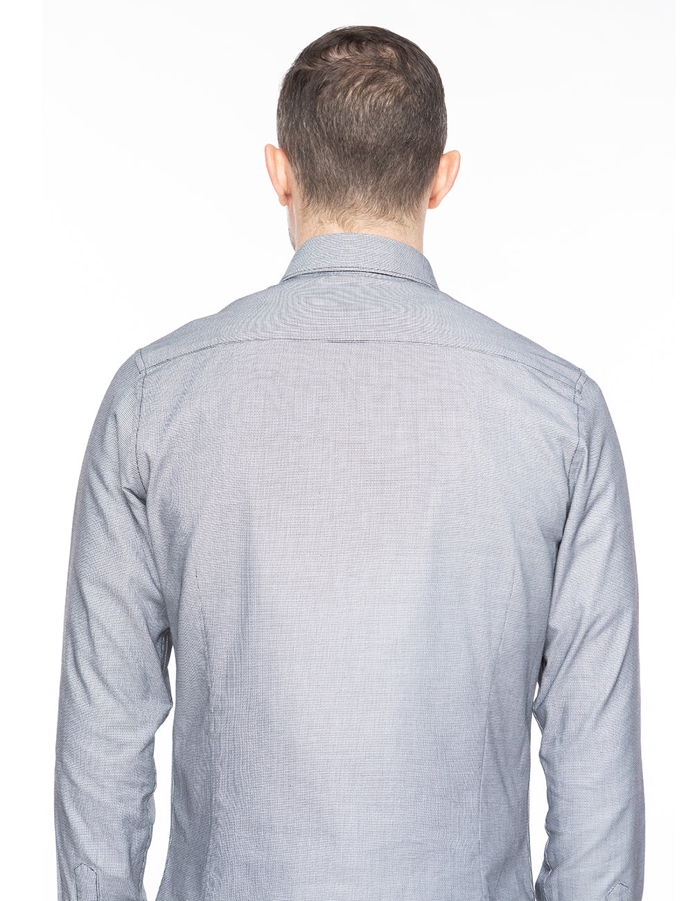 Grey Textured Button-Up Shirt