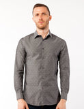 Grey Diamond Print Dress Shirt