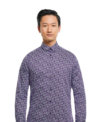 Progoti - Violet Paisley Printed Dress Shirt